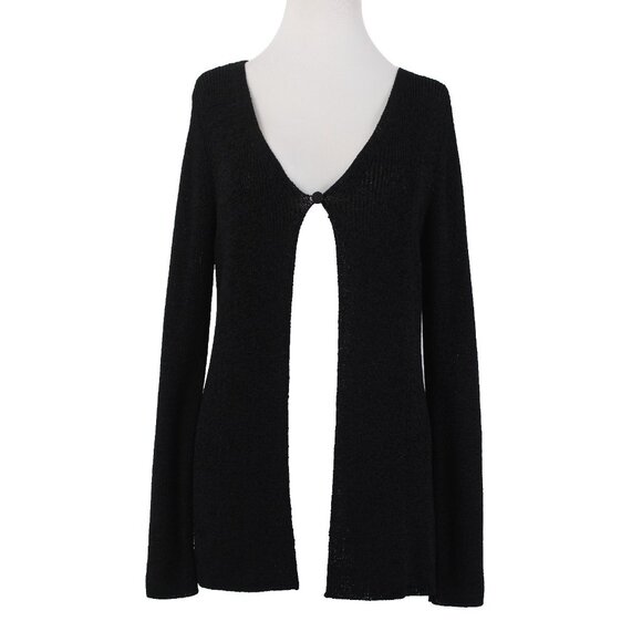 Dana Buchman Cardigan $248 Sz S Black Open Knit Rayon Nylon Cardigan - Picture 1 of 12